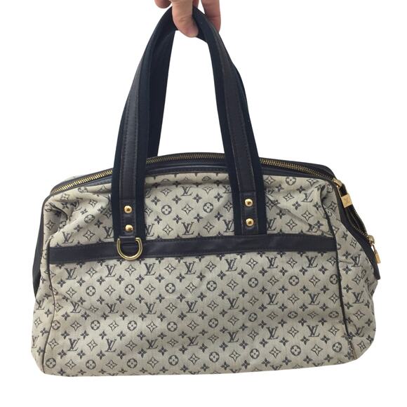 Louis Vuitton Navy Monogram Mini Lin Josephine GM Satchel - Picture 15 of 16